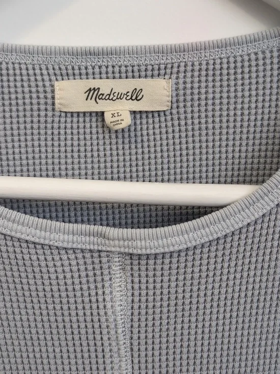 Madewell Cropped Waffle Knit Crew Neck T Shirt Size XL - Picture 2 of 7